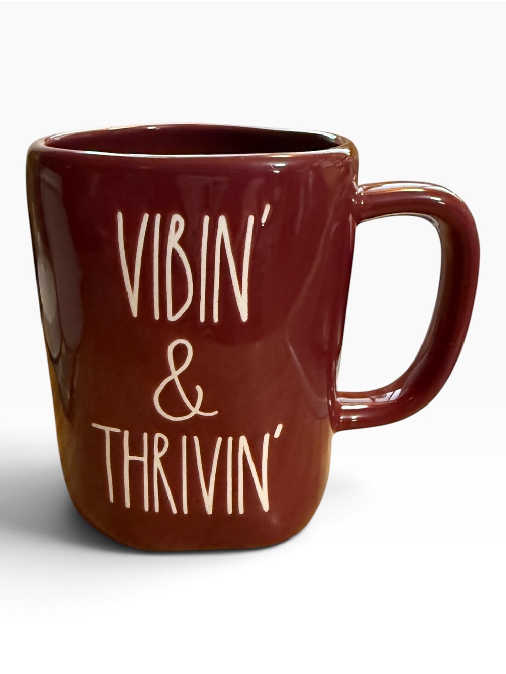 Rae Dunn Vibin’ & Thrivin’ Burgundy Coffee Mug